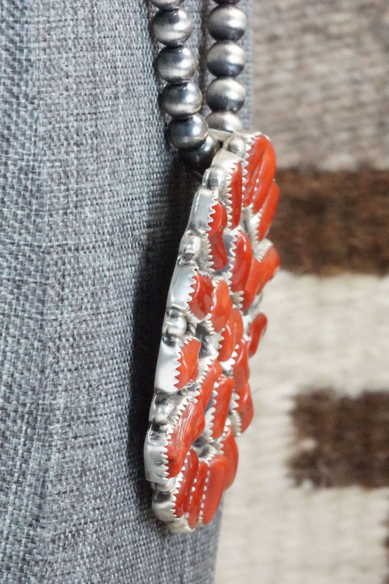 Coral & Sterling Silver Pearl Necklace - Raymond Delgarito