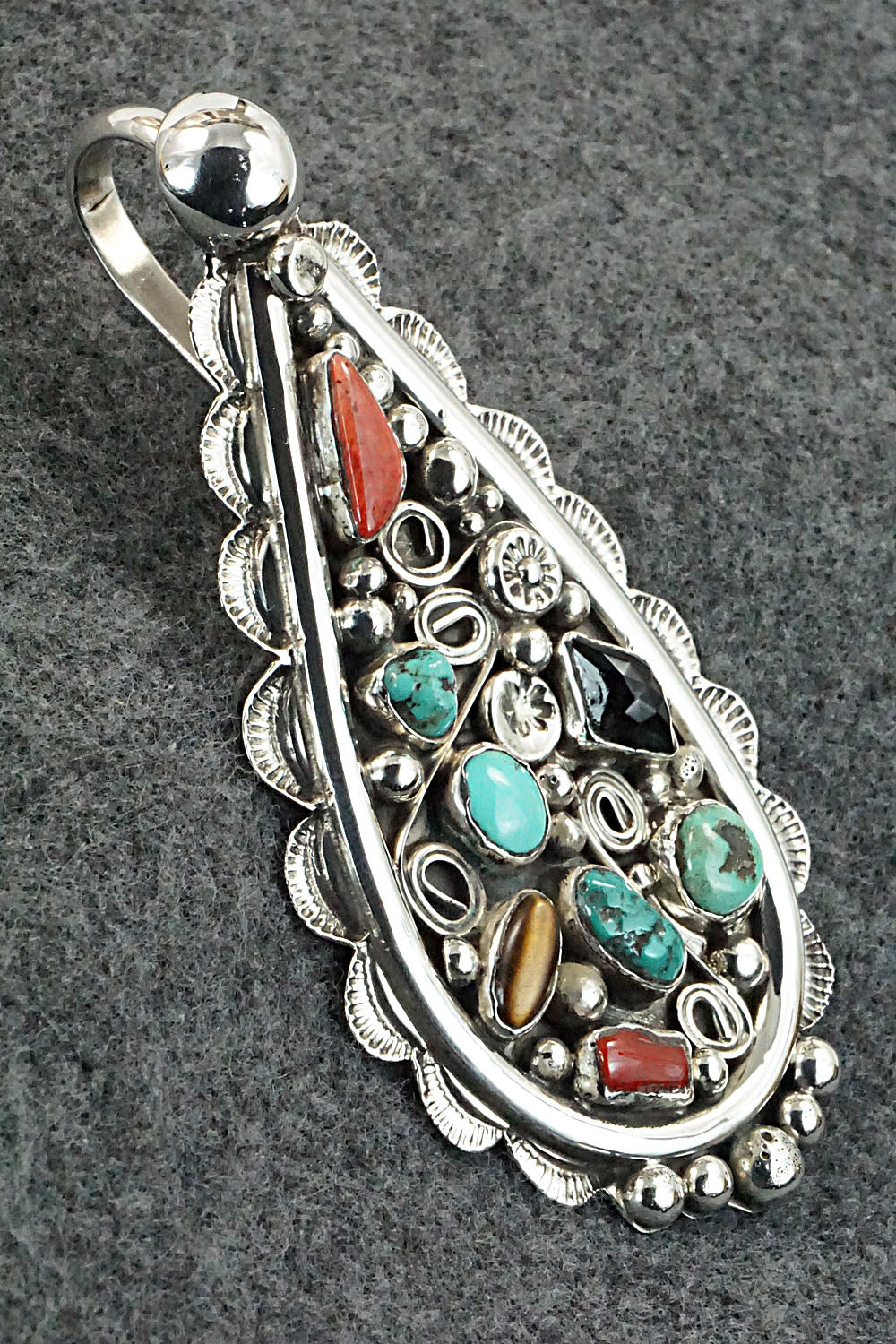 Multi Stone and Sterling Silver Pendant - Delbert Arviso