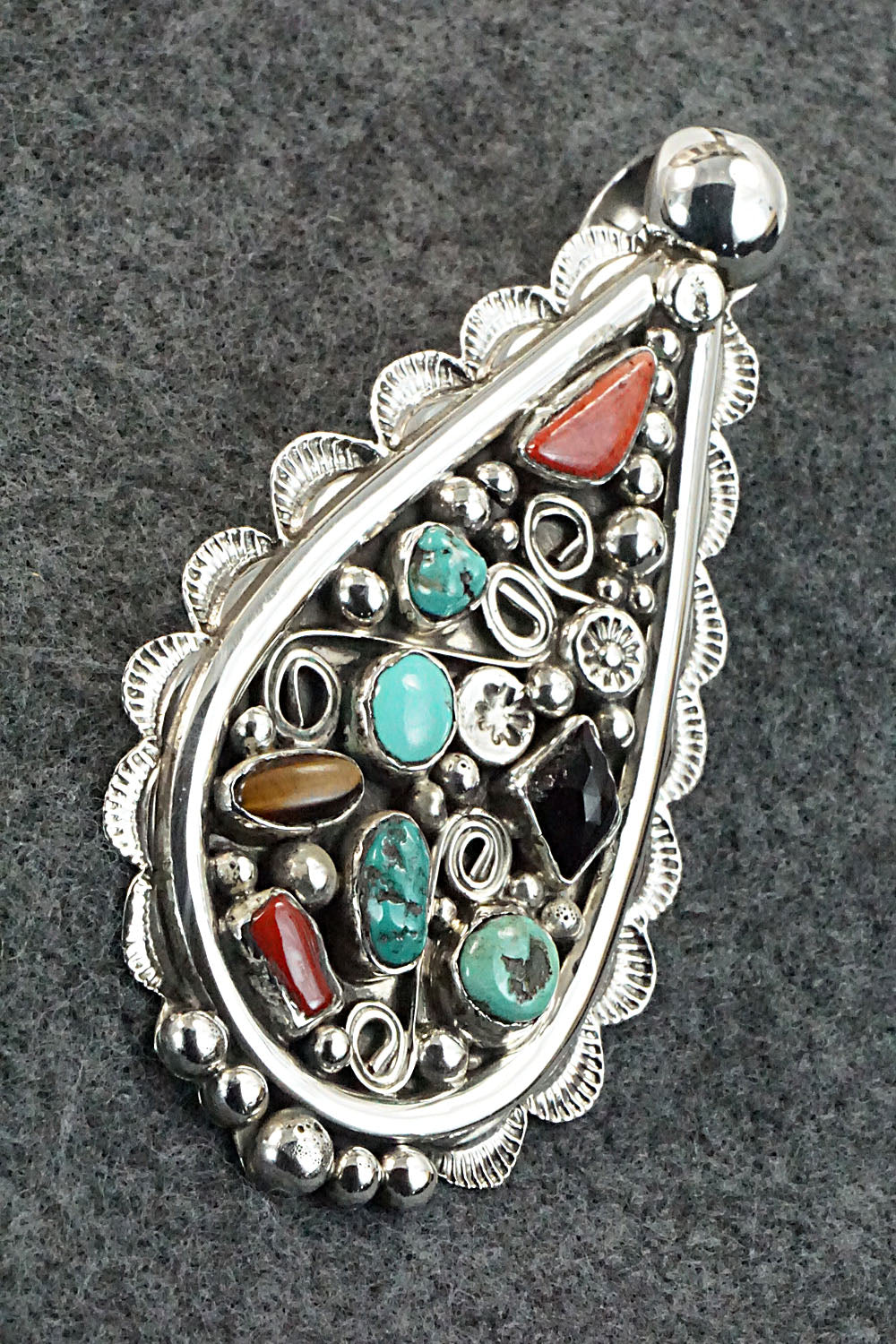 Multi Stone and Sterling Silver Pendant - Delbert Arviso