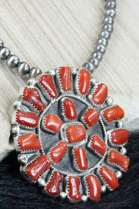 Coral & Sterling Silver Pearl Necklace - Raymond Delgarito