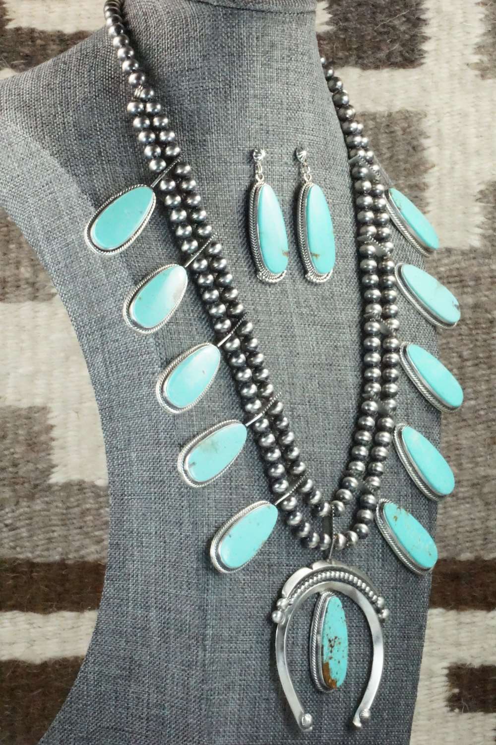 Turquoise & Sterling Silver Squash Blossom Set - Tom Lewis
