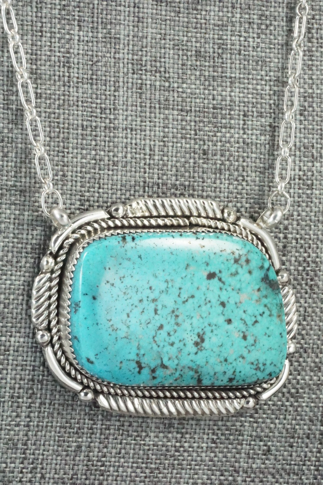 Turquoise & Sterling Silver Necklace - Kenny Calavaza