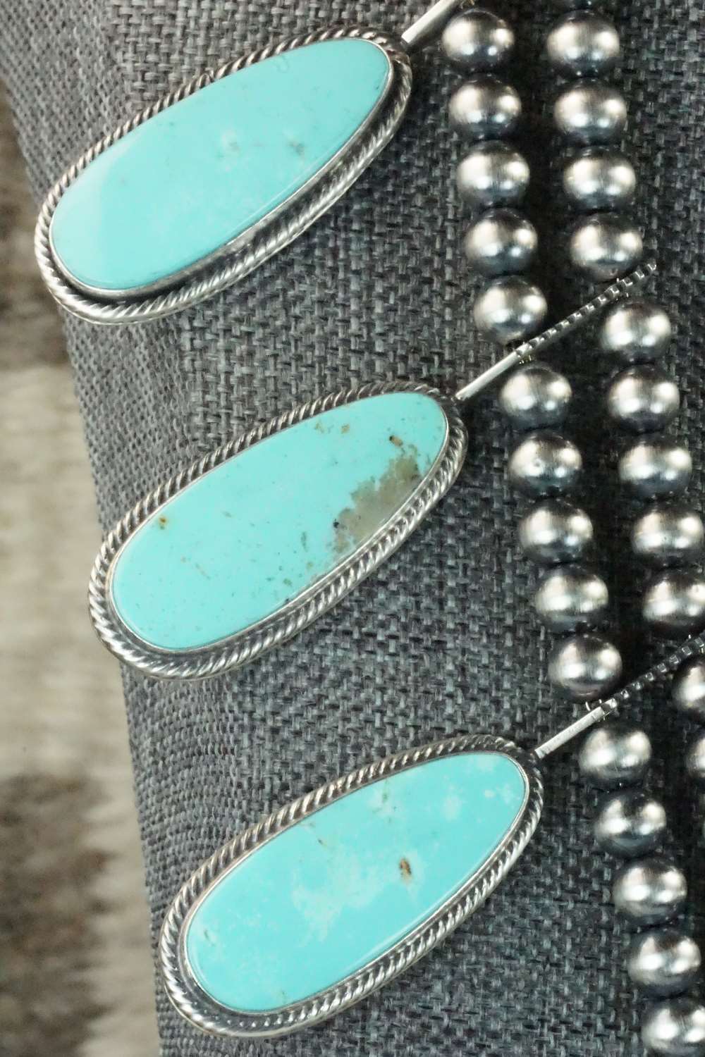 Turquoise & Sterling Silver Squash Blossom Set - Tom Lewis