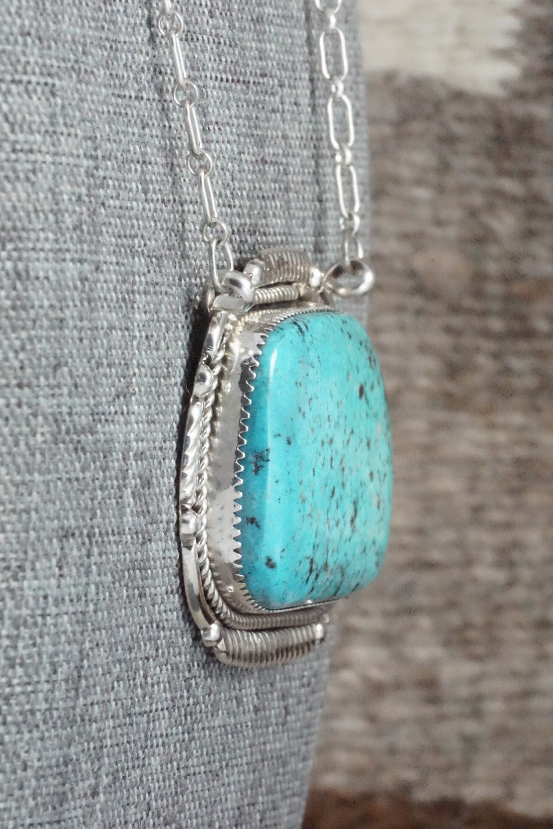 Turquoise & Sterling Silver Necklace - Kenny Calavaza