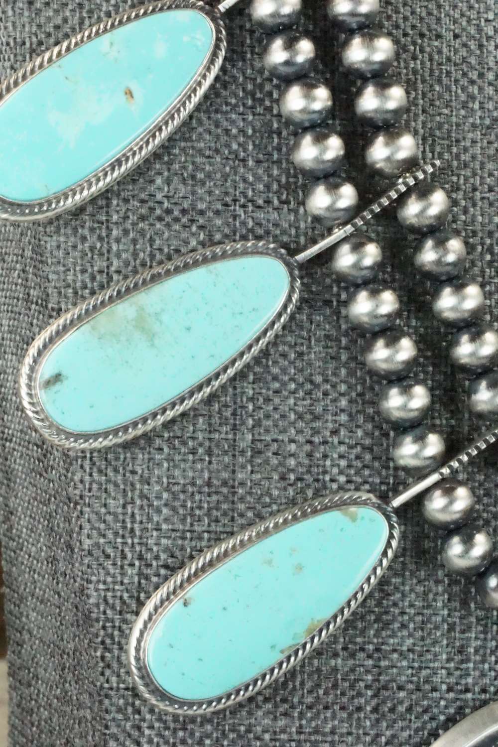 Turquoise & Sterling Silver Squash Blossom Set - Tom Lewis