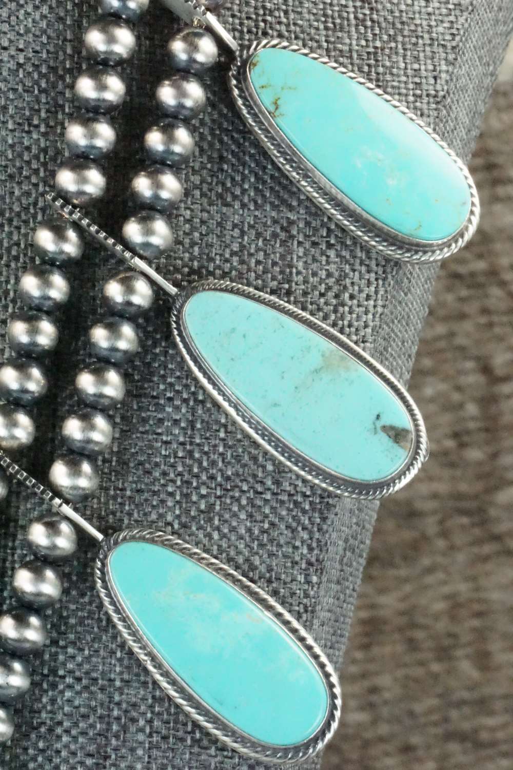 Turquoise & Sterling Silver Squash Blossom Set - Tom Lewis
