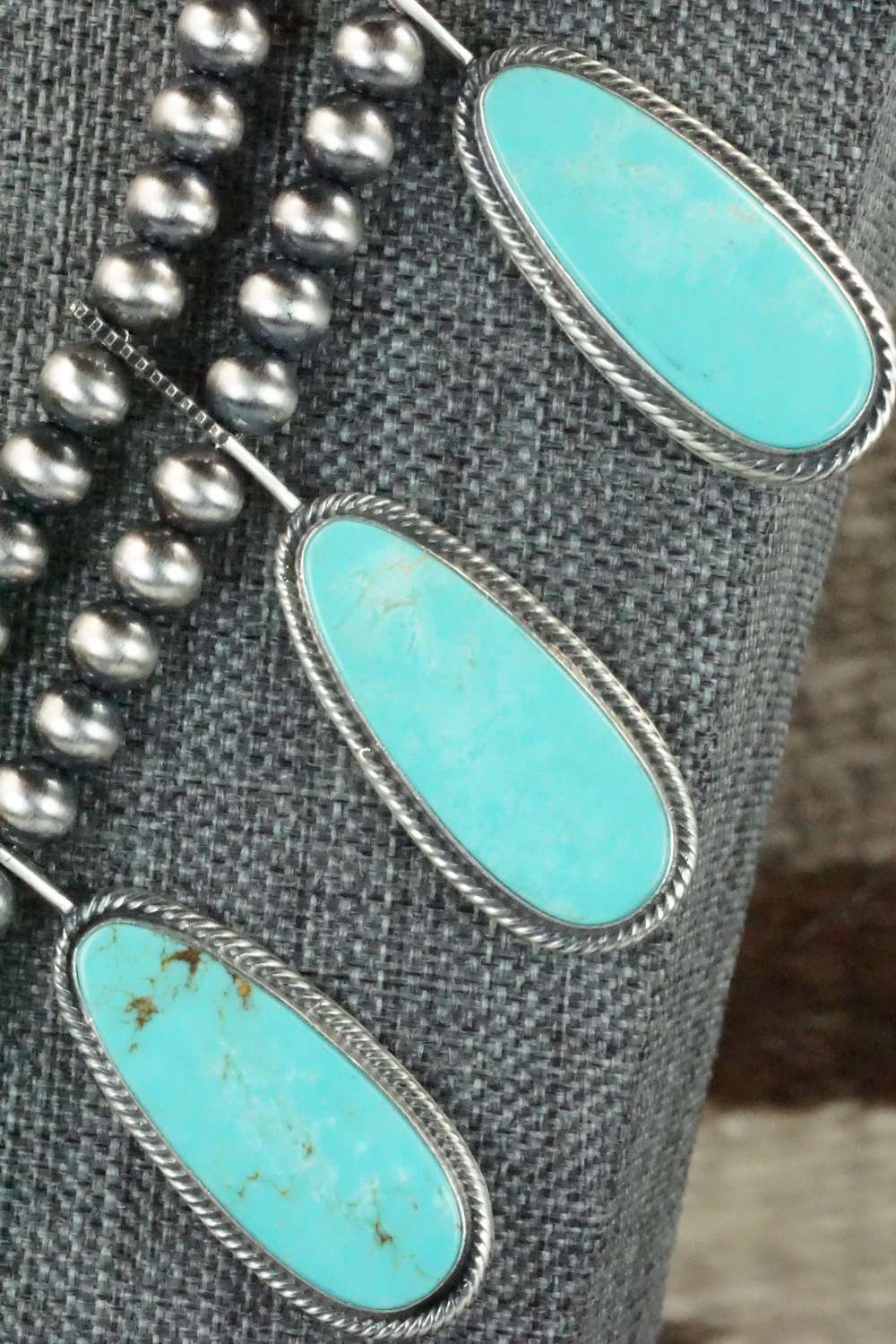 Turquoise & Sterling Silver Squash Blossom Set - Tom Lewis