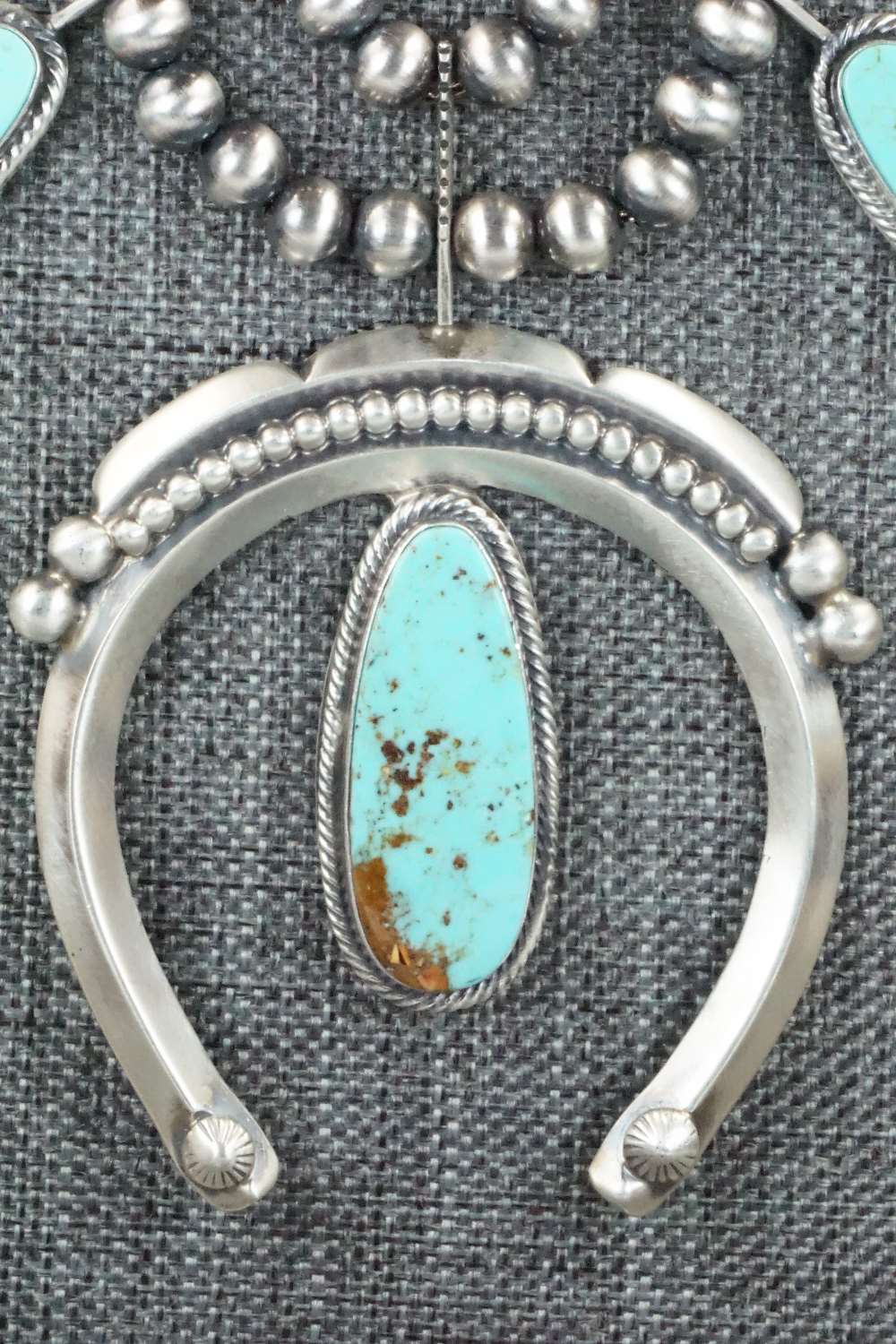 Turquoise & Sterling Silver Squash Blossom Set - Tom Lewis