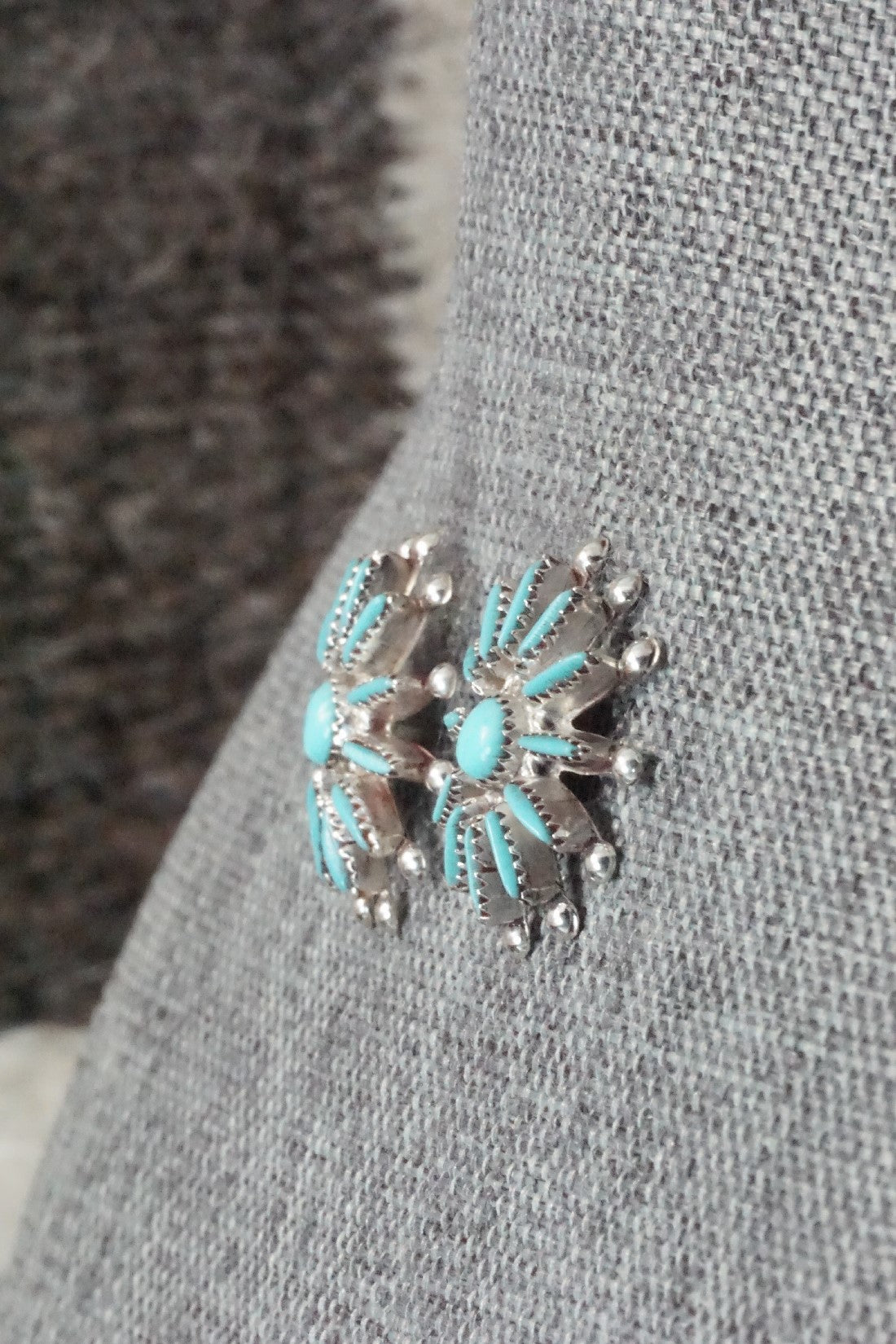 Turquoise & Sterling Silver Earrings - Rena Cachina