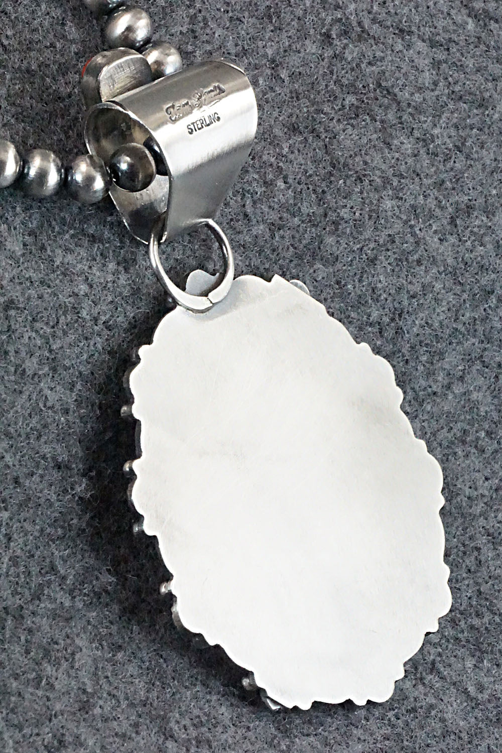 Turquoise, Coral & Sterling Silver Pendant & Necklace - Tom Lewis