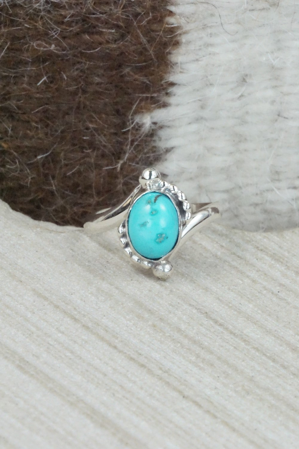 Turquoise & Sterling Silver Ring - Roberta Begay - Size 7.5