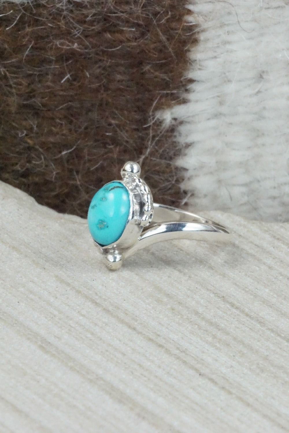 Turquoise & Sterling Silver Ring - Roberta Begay - Size 7.5