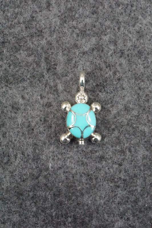 Turquoise & Sterling Silver Pendant - Amielda Peynetsa