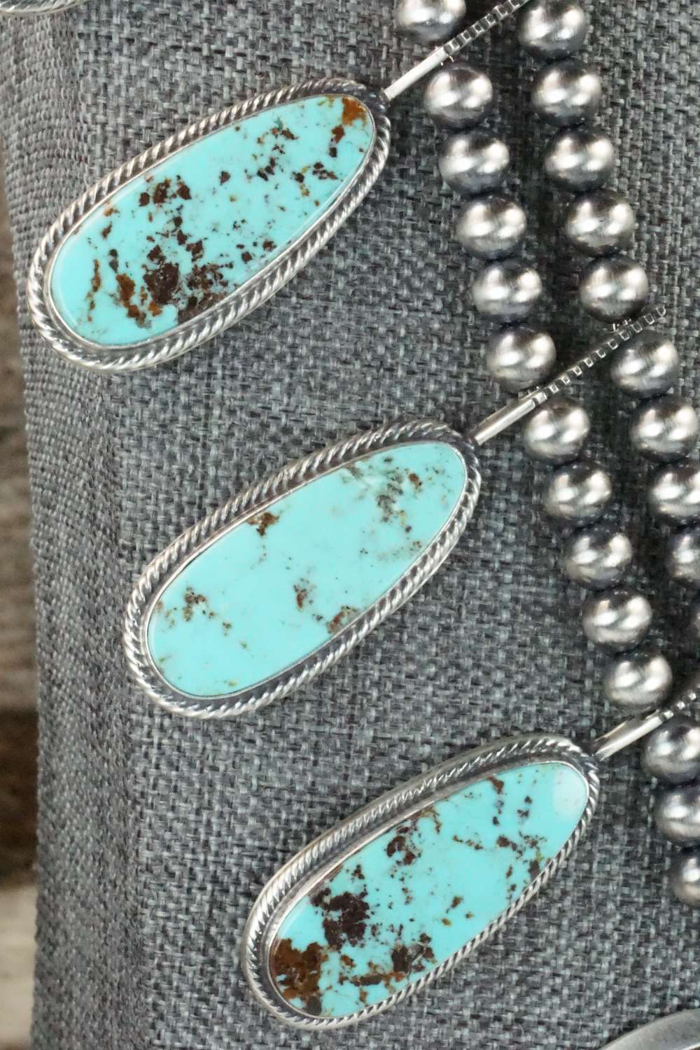 Turquoise & Sterling Silver Squash Blossom Set - Tom Lewis