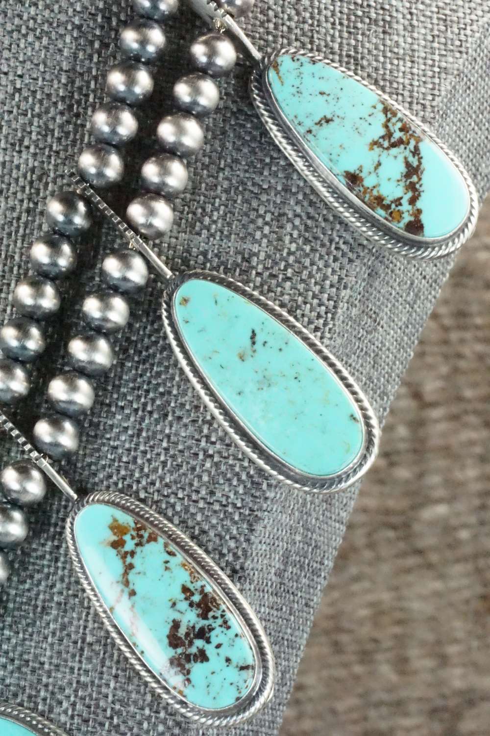 Turquoise & Sterling Silver Squash Blossom Set - Tom Lewis
