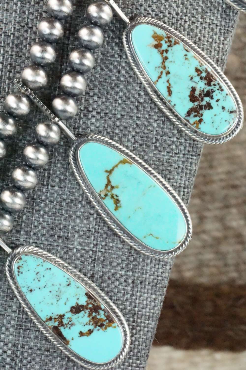 Turquoise & Sterling Silver Squash Blossom Set - Tom Lewis