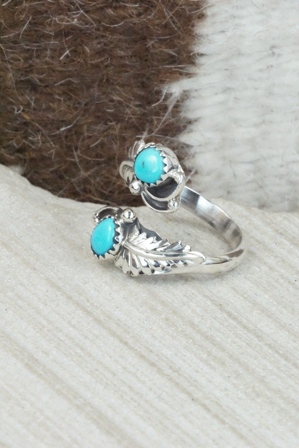 Turquoise & Sterling Silver Ring - Etta Belin - Size 8