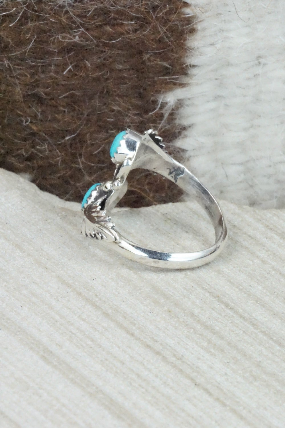 Turquoise & Sterling Silver Ring - Etta Belin - Size 8