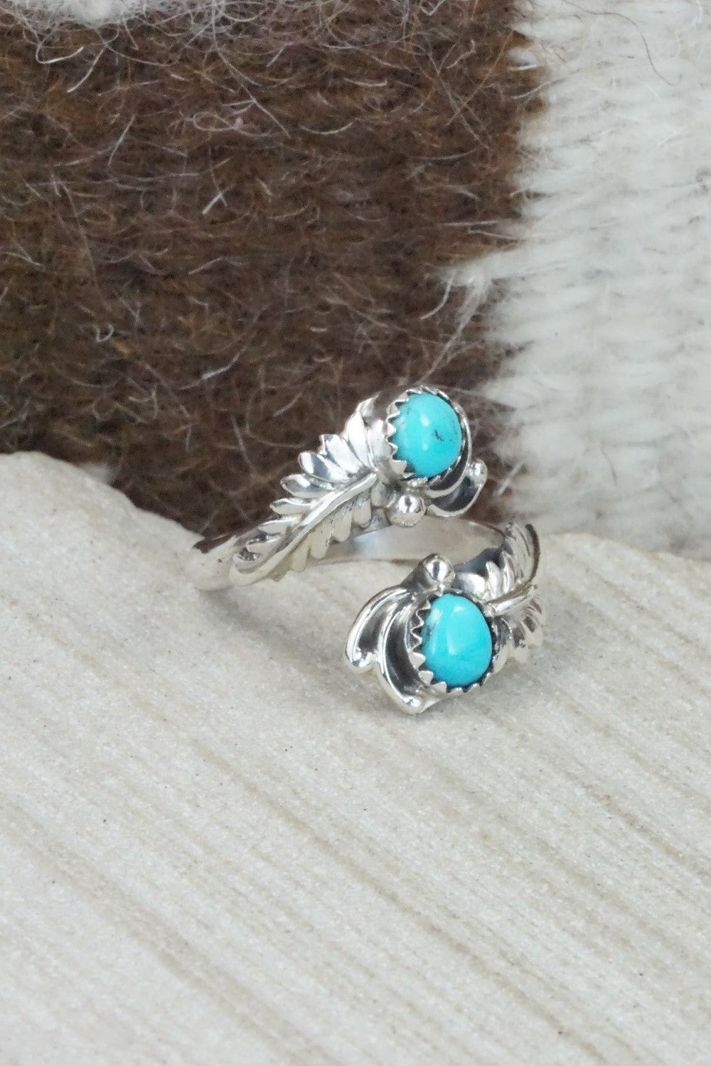 Turquoise & Sterling Silver Ring - Etta Belin - Size 8