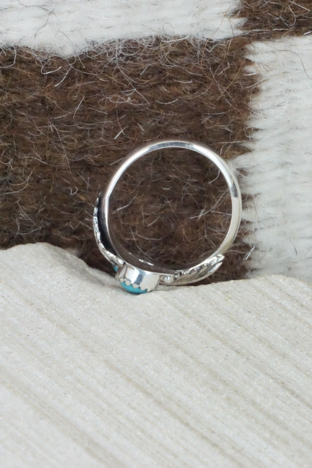 Turquoise & Sterling Silver Ring - Etta Belin - Size 8