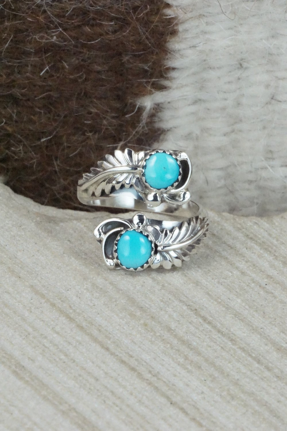 Turquoise & Sterling Silver Ring - Etta Belin - Size 8