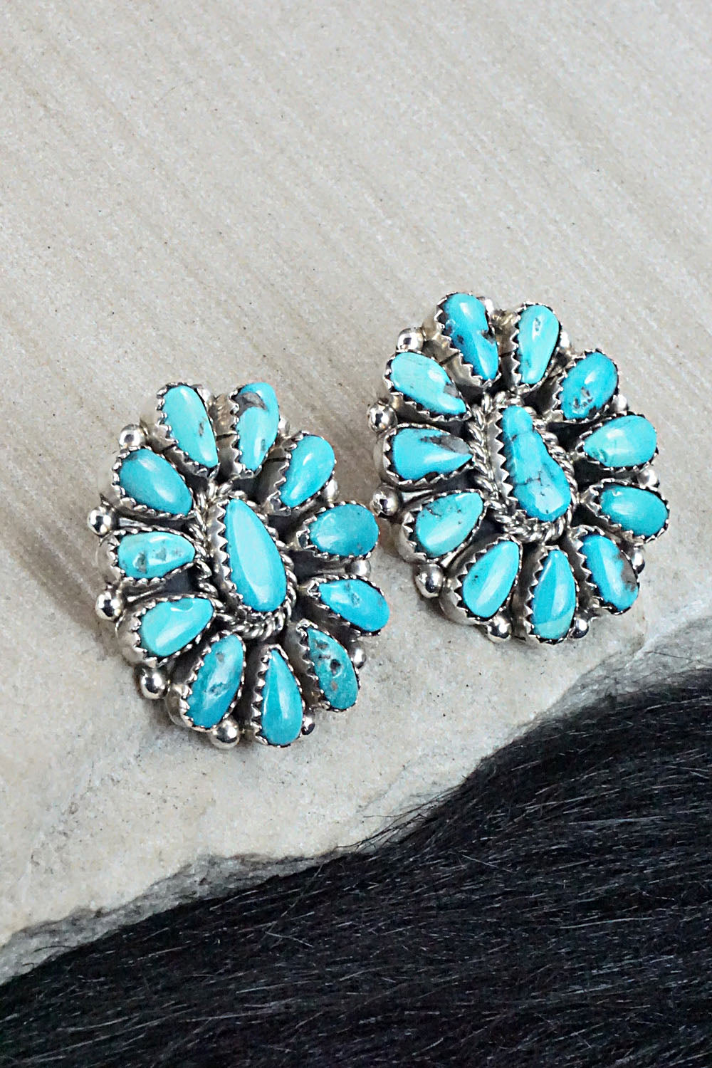 Turquoise & Sterling Silver Earrings - Eunise Wilson