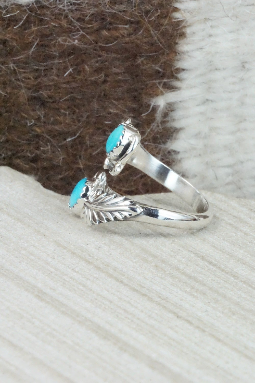 Turquoise & Sterling Silver Ring - Etta Belin - Size 8
