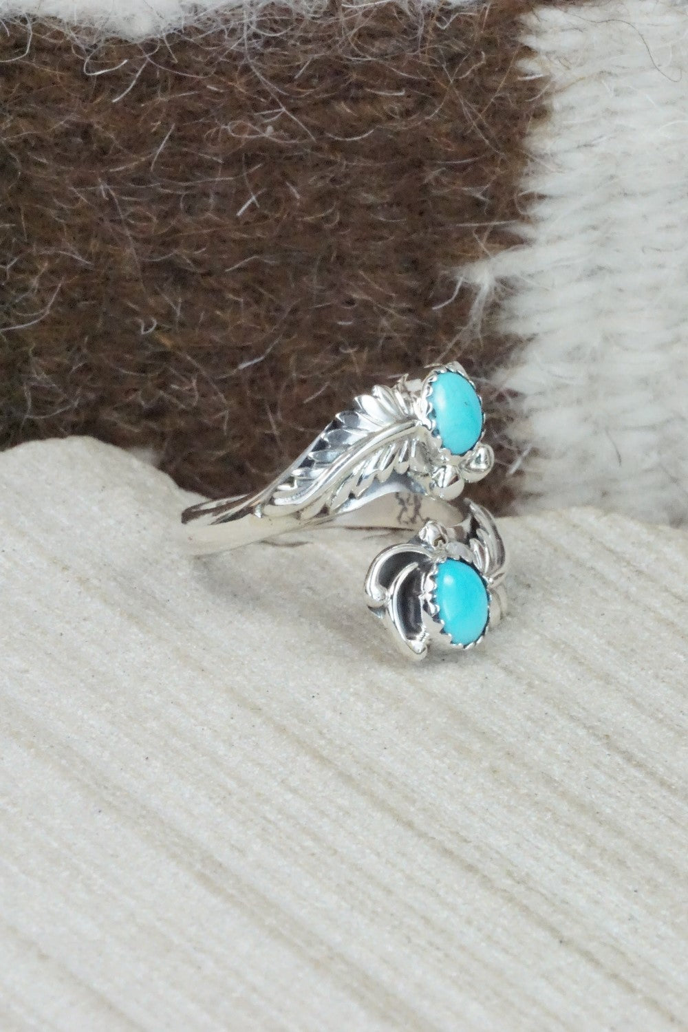 Turquoise & Sterling Silver Ring - Etta Belin - Size 8