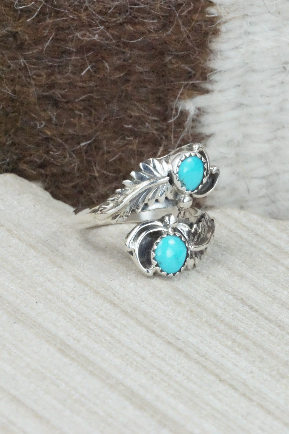 Turquoise & Sterling Silver Ring - Etta Belin - Size 7.75