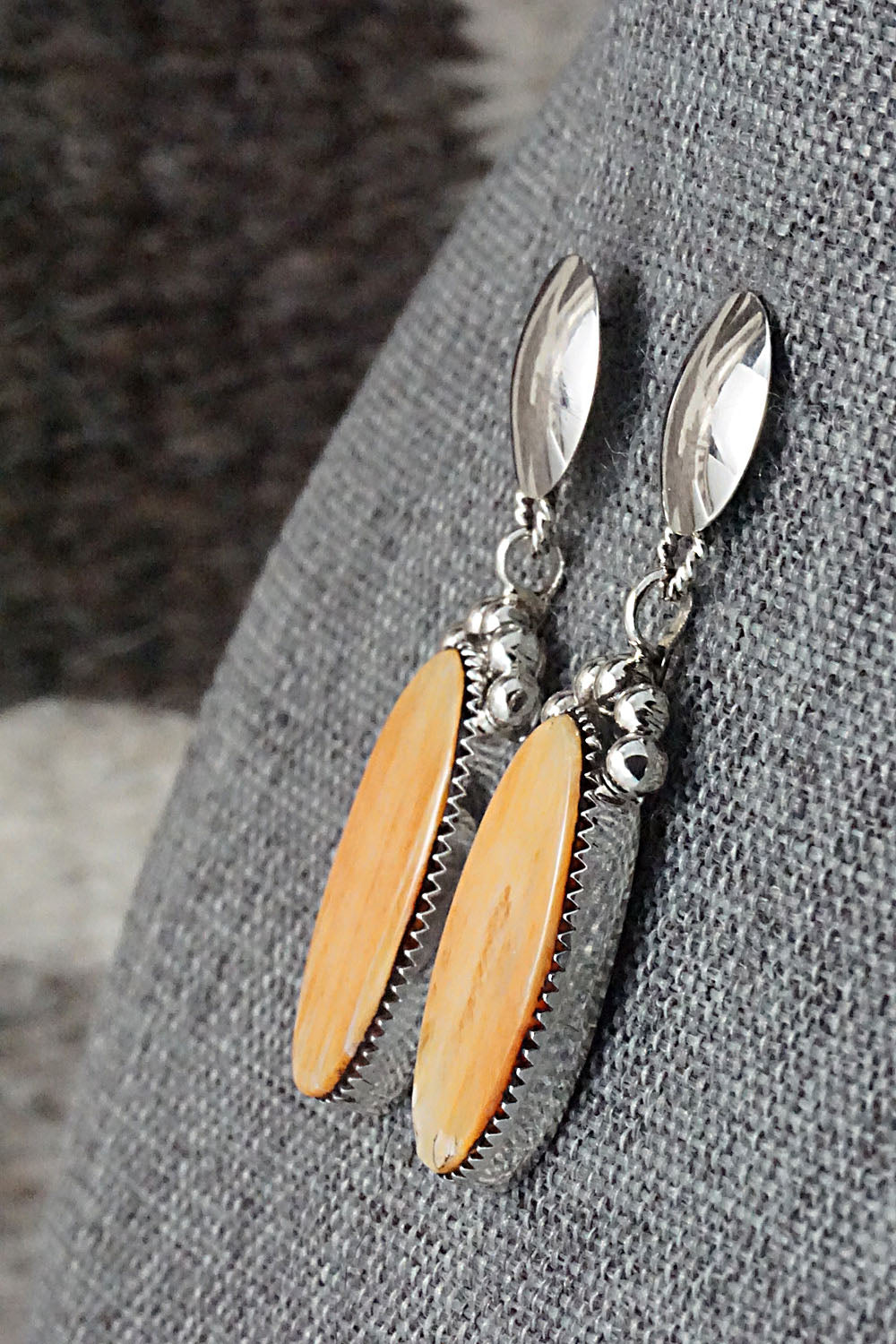 Spiny Oyster & Sterling Silver Earrings - Selina Warner