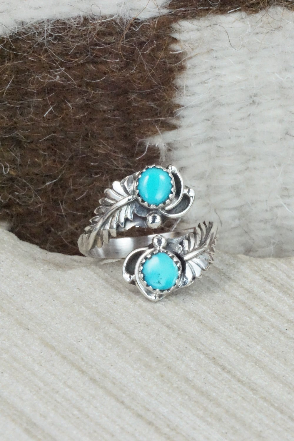 Turquoise & Sterling Silver Ring - Etta Belin - Size 8.5
