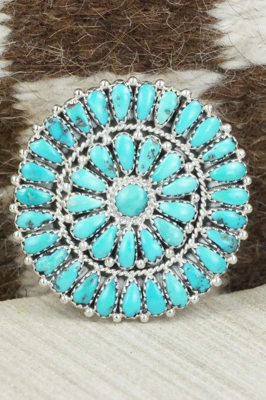 Turquoise and Sterling Silver Ring - Justin Wilson - Size 7.25