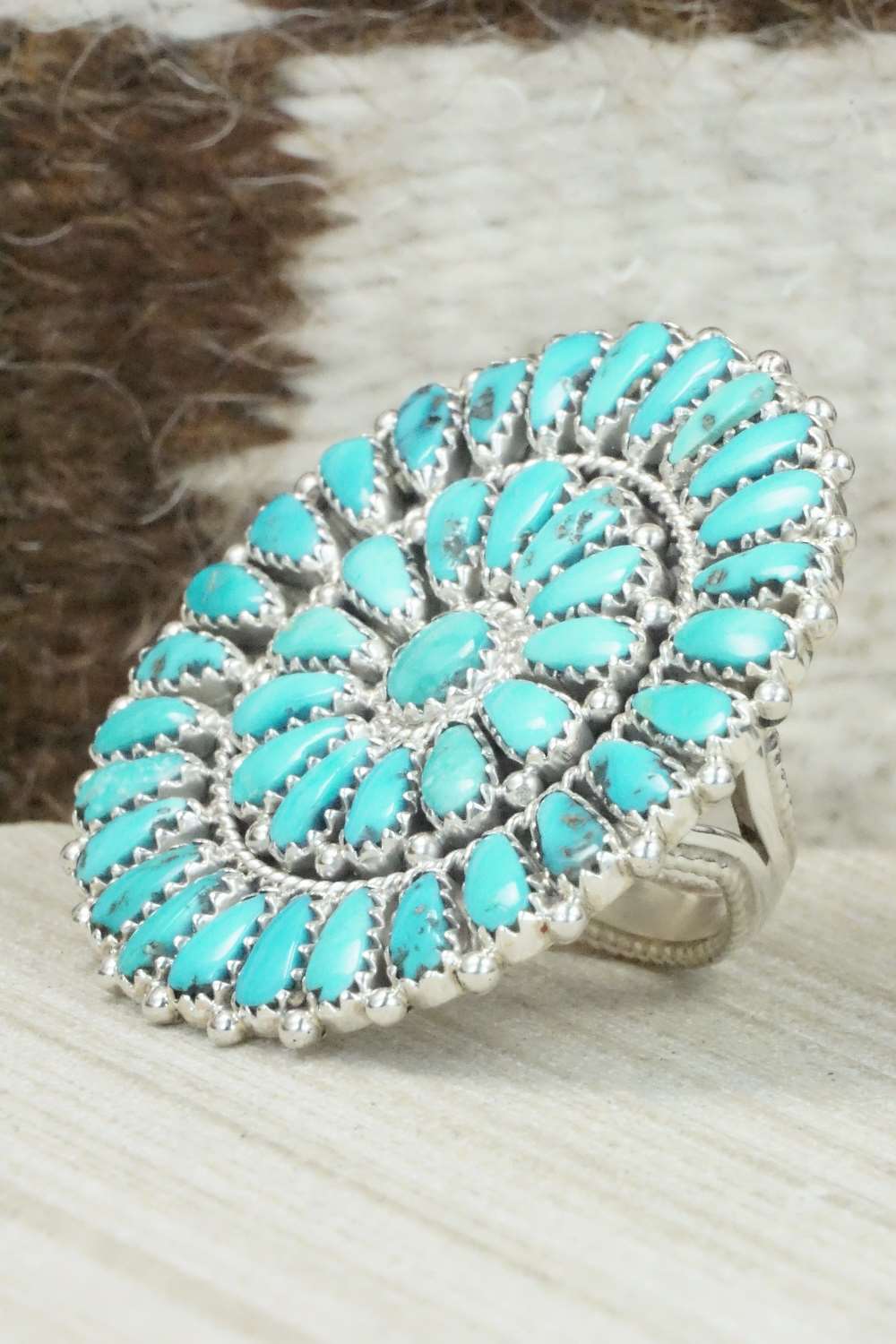 Turquoise and Sterling Silver Ring - Justin Wilson - Size 7.25