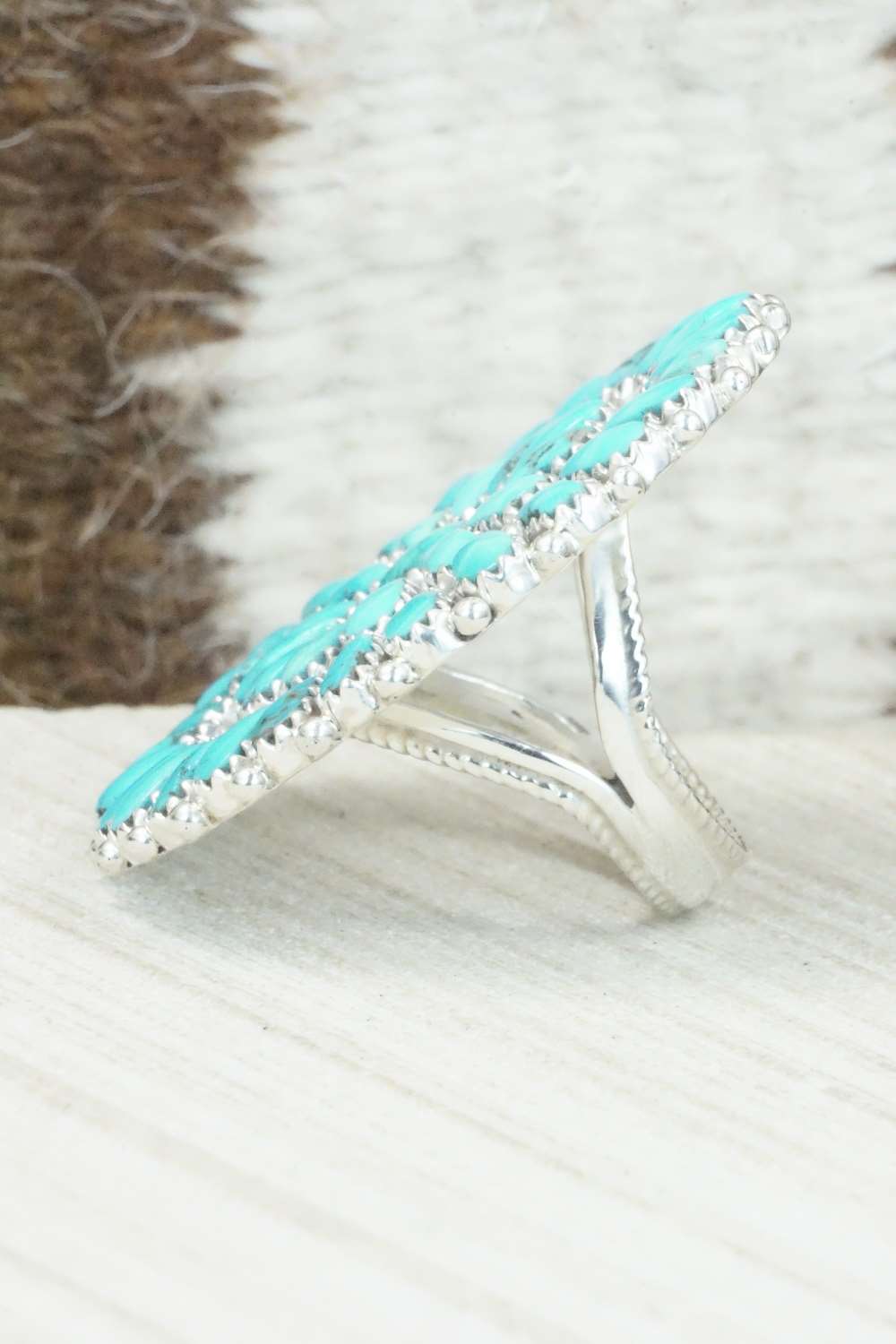 Turquoise and Sterling Silver Ring - Justin Wilson - Size 7.25