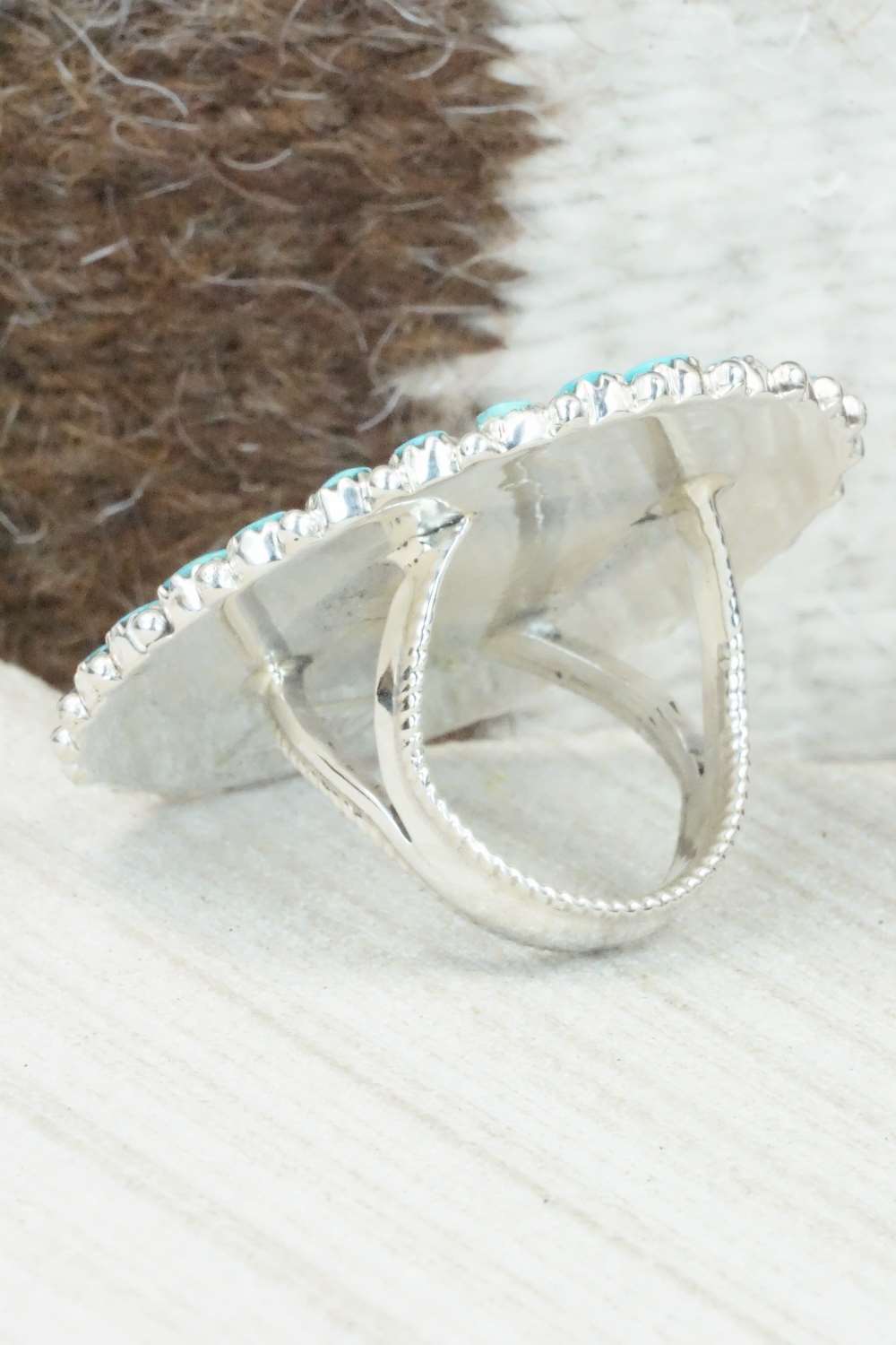 Turquoise and Sterling Silver Ring - Justin Wilson - Size 7.25