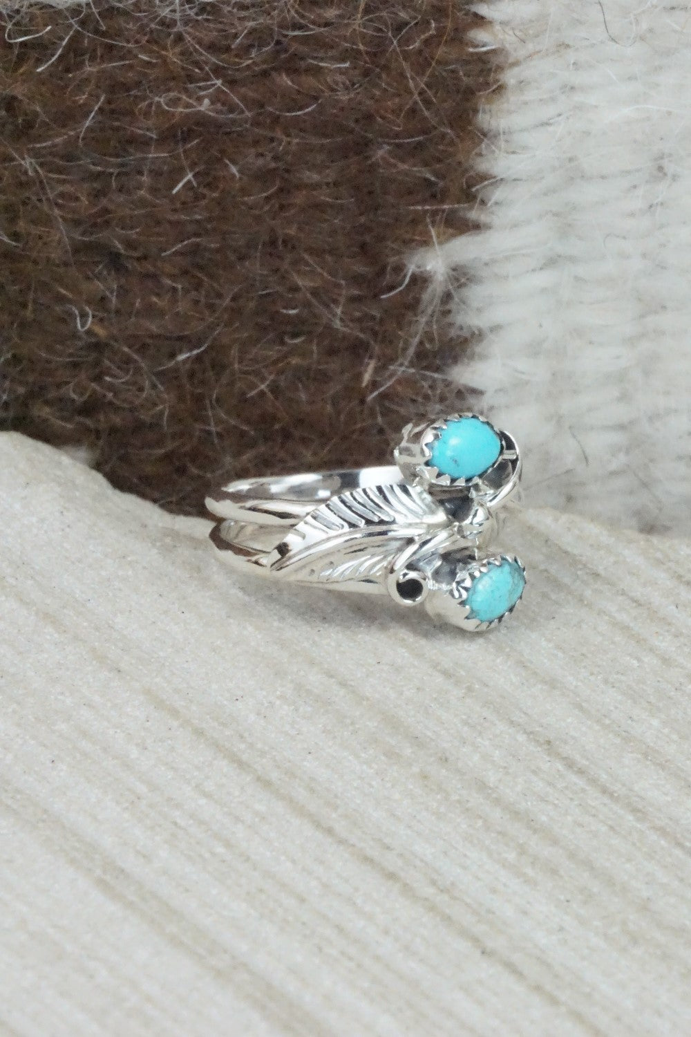 Turquoise & Sterling Silver Ring - Etta Belin - Size 8.25