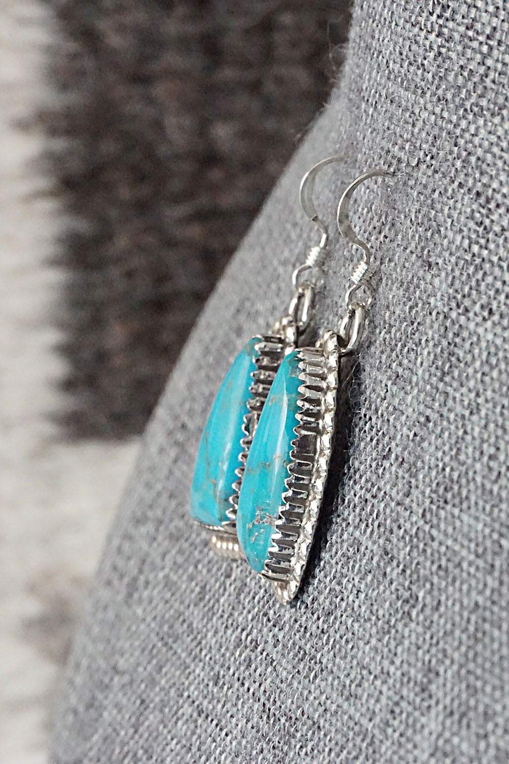 Turquoise & Sterling Silver Earrings - Alvin Joe