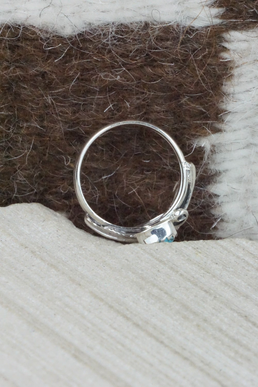 Turquoise & Sterling Silver Ring - Etta Belin - Size 8.25