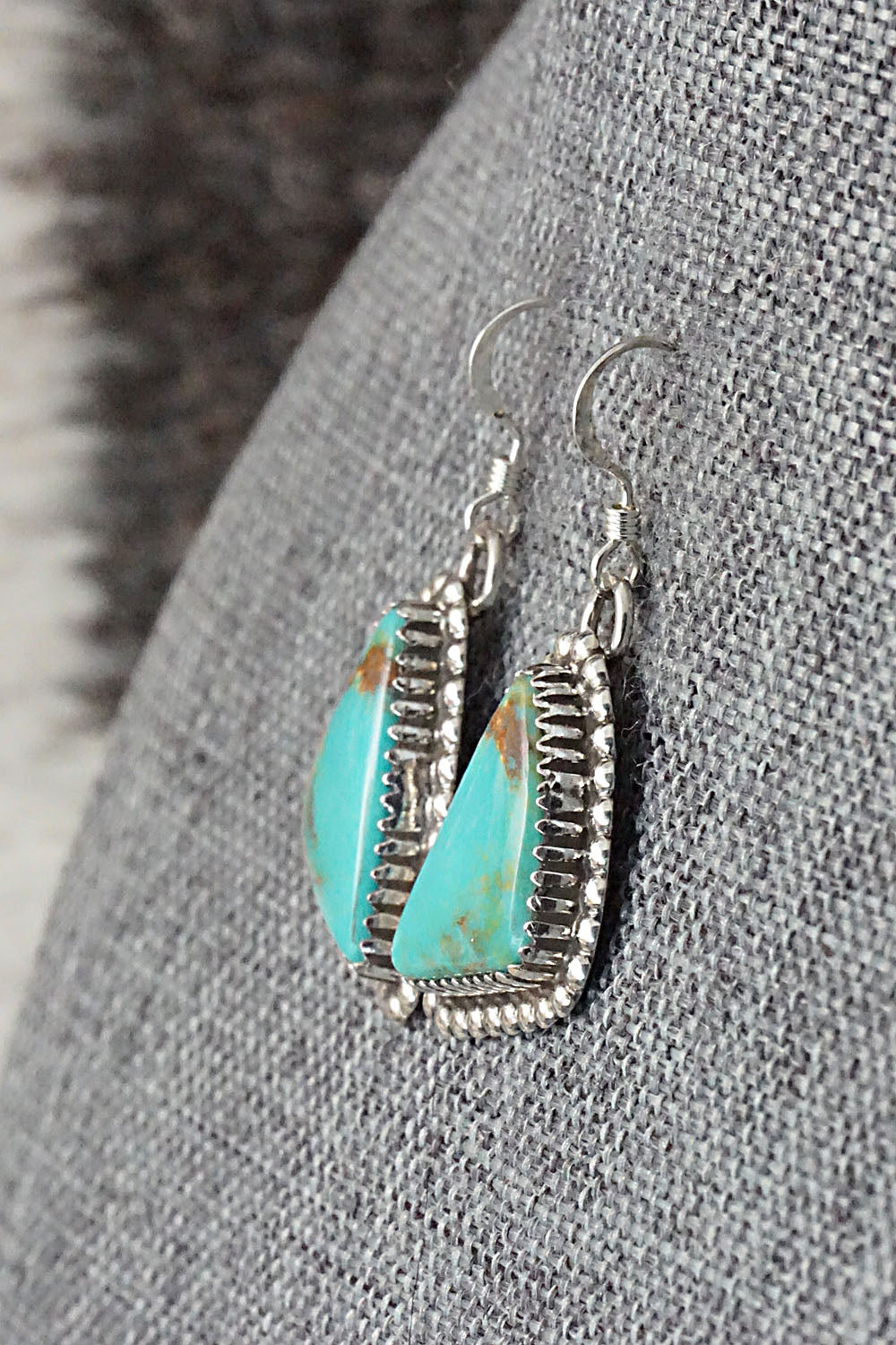 Turquoise & Sterling Silver Earrings - Alvin Joe