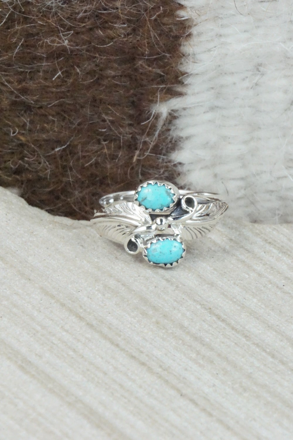 Turquoise & Sterling Silver Ring - Etta Belin - Size 8.25