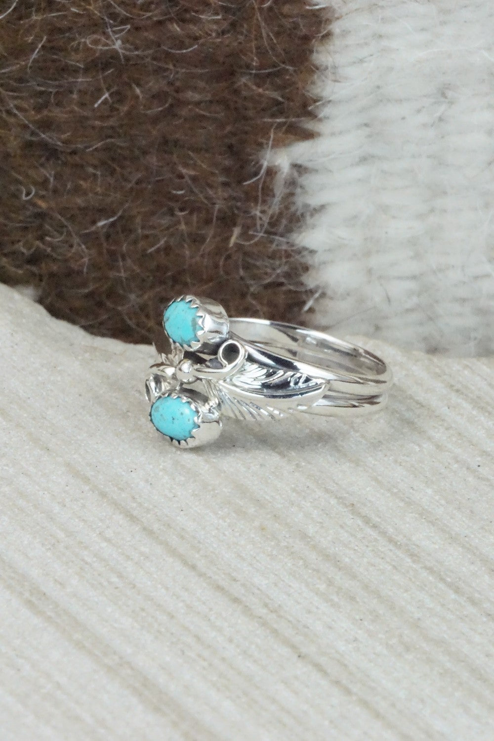 Turquoise & Sterling Silver Ring - Etta Belin - Size 8.25