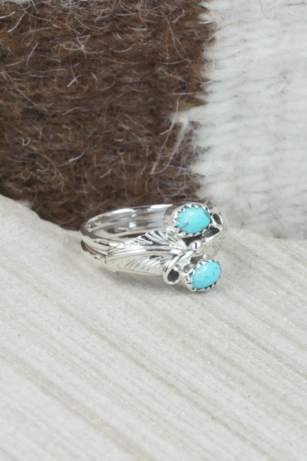 Turquoise & Sterling Silver Ring - Etta Belin - Size 8.25