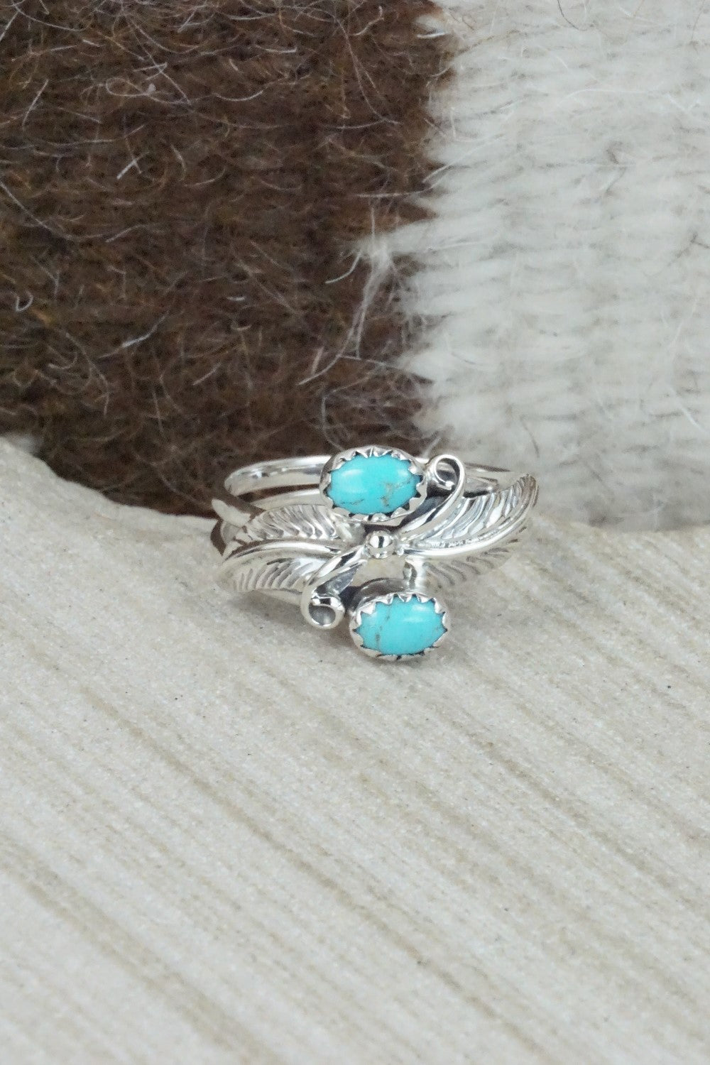 Turquoise & Sterling Silver Ring - Etta Belin - Size 9