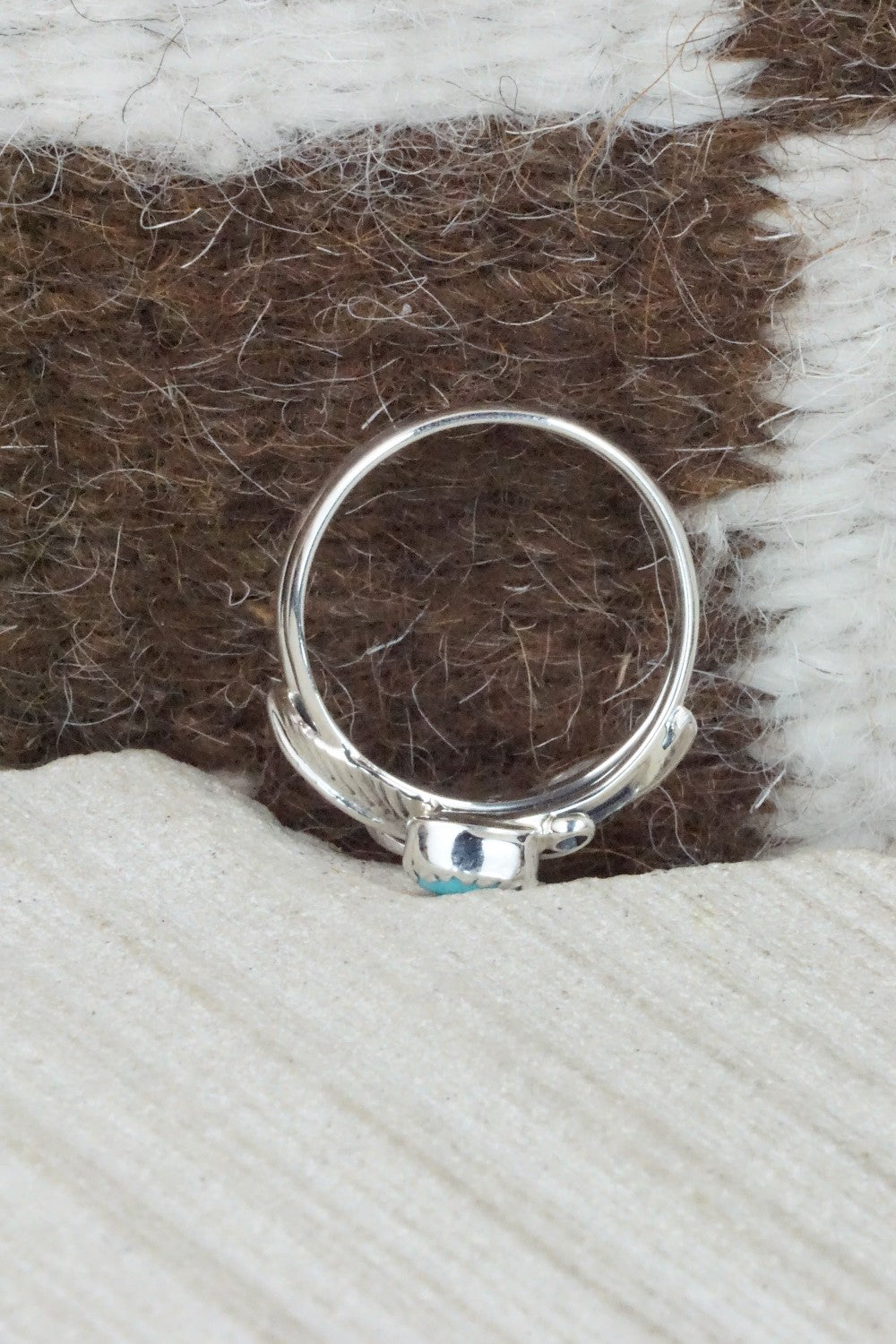 Turquoise & Sterling Silver Ring - Etta Belin - Size 9