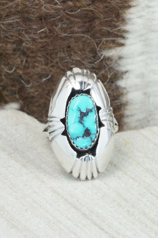 Turquoise & Sterling Silver Ring - Cecil Saunders - Size 5.5