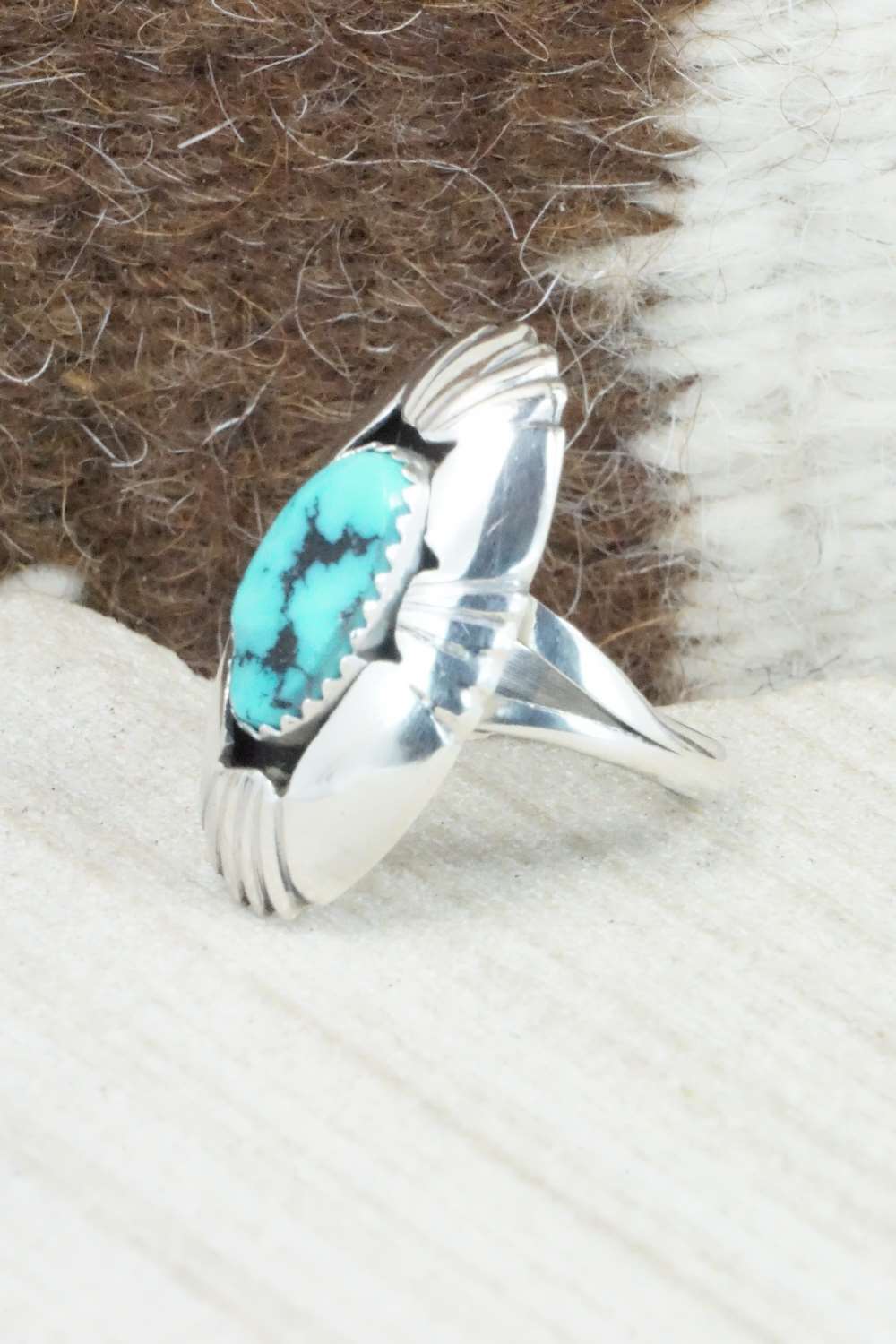 Turquoise & Sterling Silver Ring - Cecil Saunders - Size 5.5