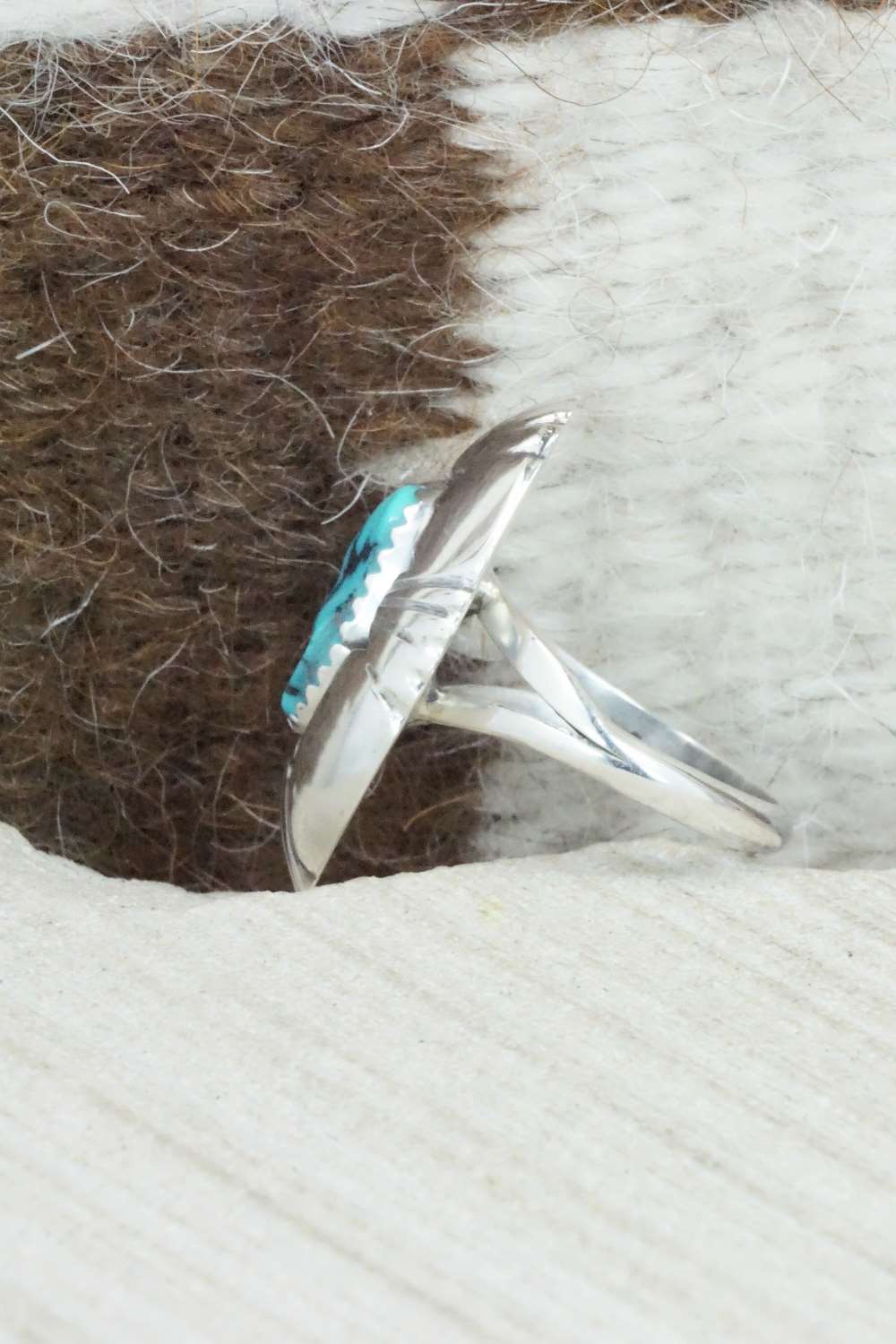 Turquoise & Sterling Silver Ring - Cecil Saunders - Size 5.5