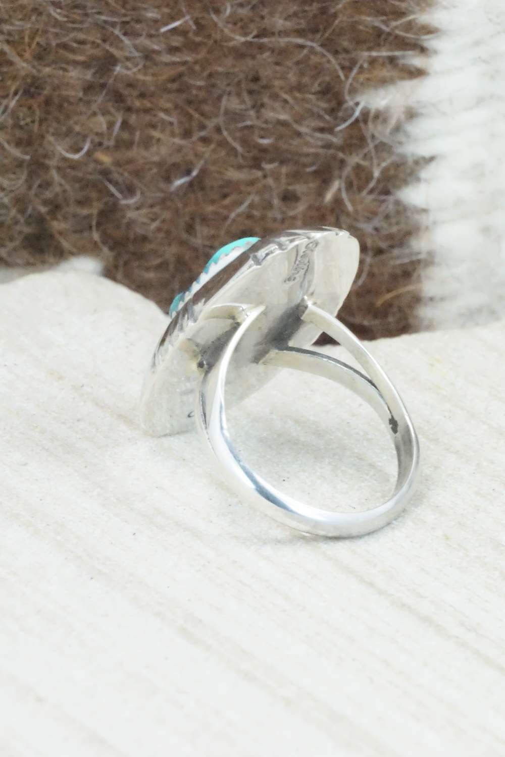 Turquoise & Sterling Silver Ring - Cecil Saunders - Size 5.5