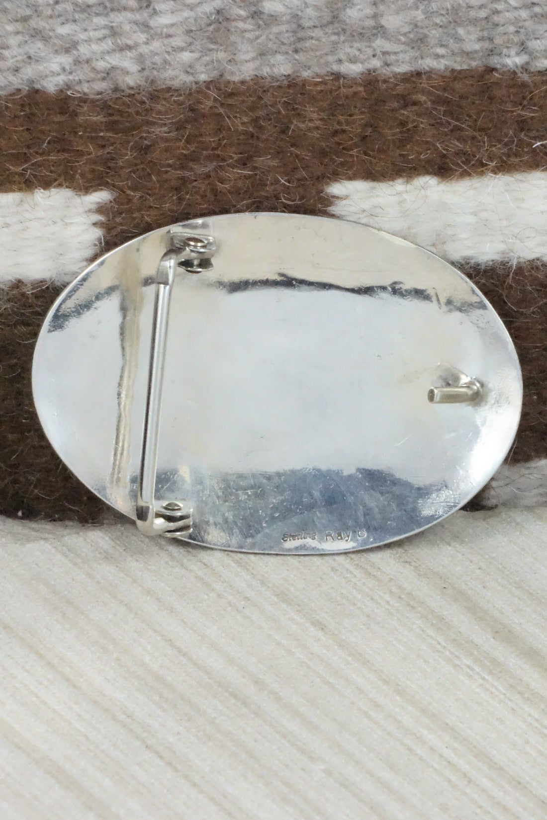 Turquoise & Coral Chip Inlay Sterling Silver Belt Buckle - Raymond Begay