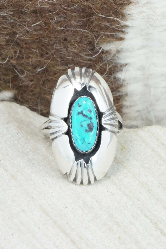 Turquoise & Sterling Silver Ring - Cecil Saunders - Size 6.25